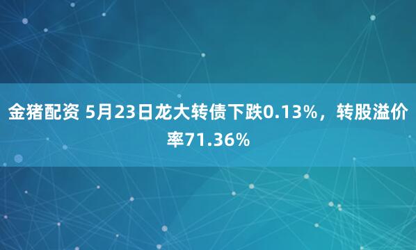 金猪配资 5月23日龙大转债下跌0.13%，转股溢价率71.36%
